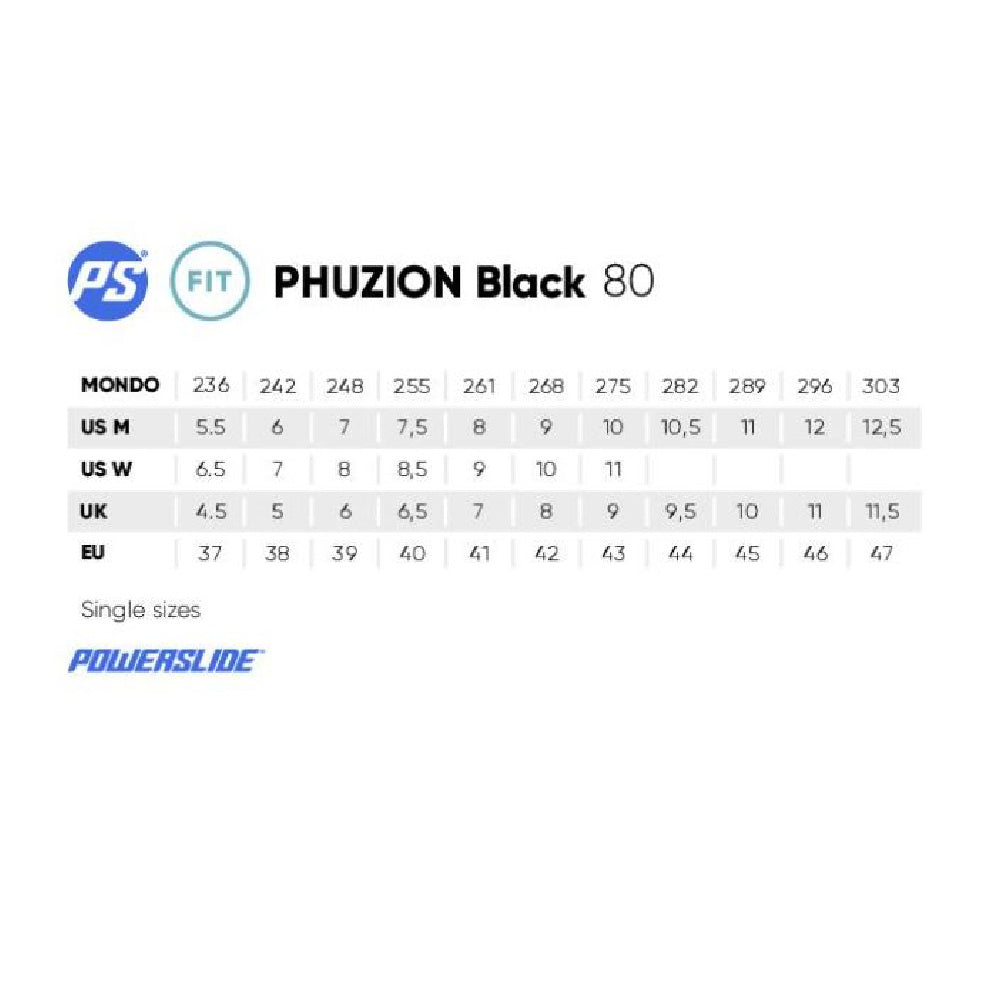 Powerslide-Phuzion-Radon-80-Black-Skate-Size-Chart